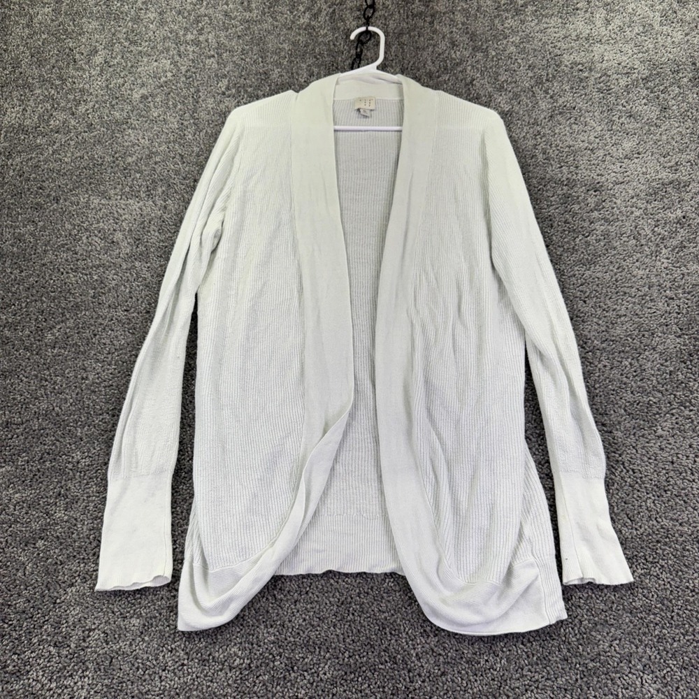 A New Day Sweater Cardigan Womens XL White Open Front Tight Knit Casual Spring